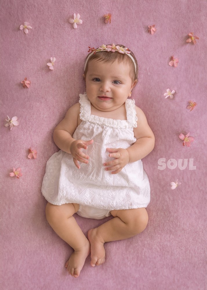 Artistic baby portrait in a handcrafted setup at Soul Studio