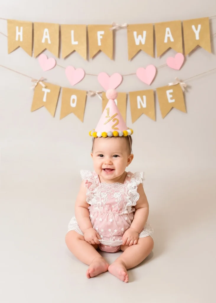 Simple celebration baby portrait with soft neutral styling at Soul Studio, Dabouq