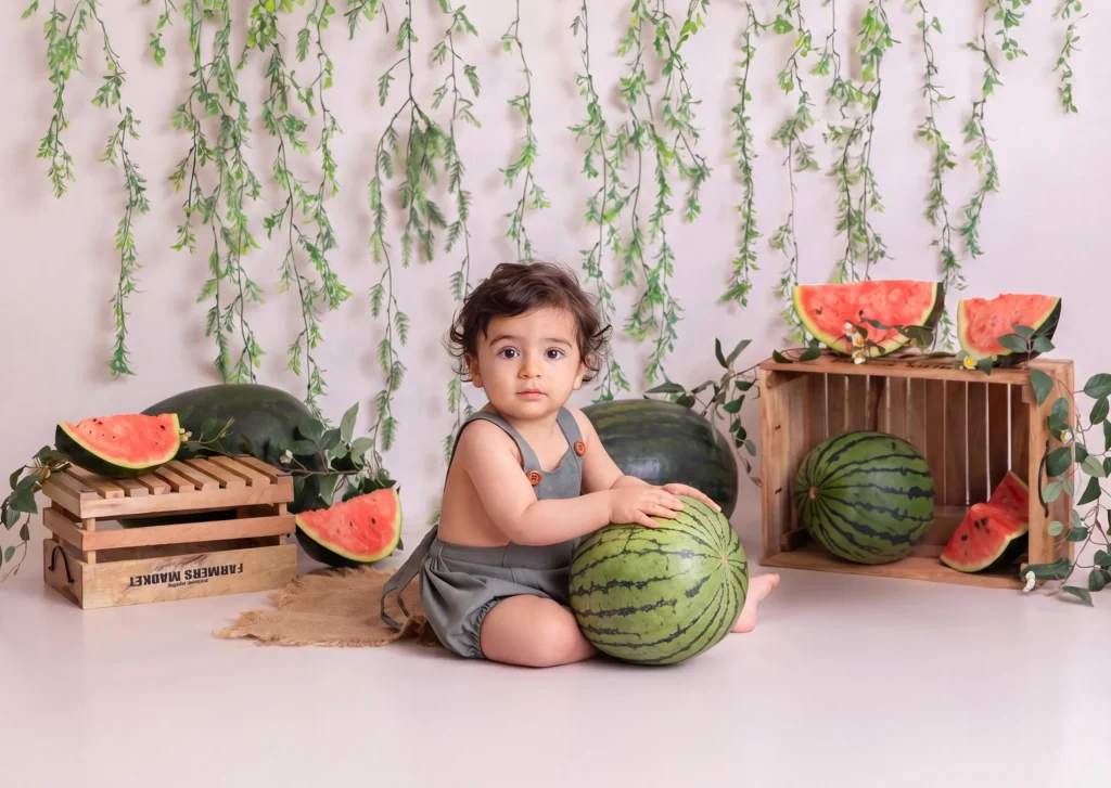 Watermelon-themed baby photoshoot full of summer colour at Soul Studio, Amman